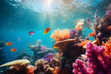 Fototapeta na wymiar Coral Reef Secrets Revealed: A Marine Wonderland | Generative AI 