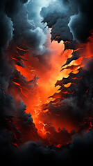 Abstract dark red background. Dramatic red sky. Red sunset with clouds. Fantastic sunset background with copy space for design. Halloween, armageddon, apocalypse, end of the world concept Generated AI