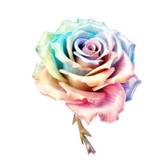 Rainbow rose isolated on transparent background,transparency 