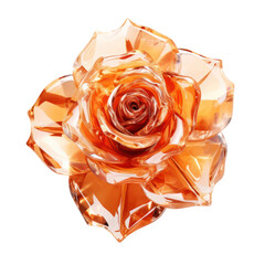 Orange crystal rose,orange rose made of crystal isolated on transparent background,transparency 