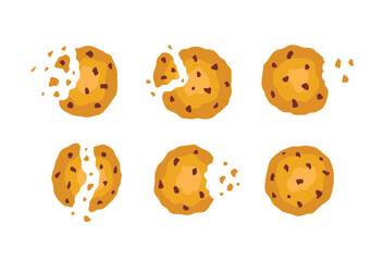 Cookies with crumbs vector cartoon set icon. Vector illustration biscuit on white background.