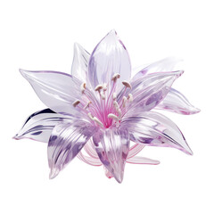 purple crystal lilly,purple lilly made of crystal isolated on transparent background,transparency 