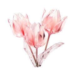 pink crystal tulip,pink tulip made of crystal isolated on transparent background,transparency 