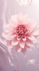 Beautiful pink dahlia flower on a pastel background.