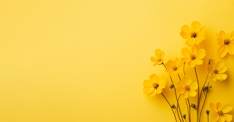illustration of yellow flowers on yellow background. Created with Generative AI	
