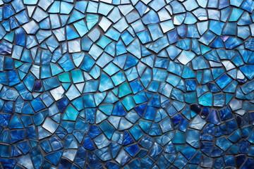 illustration of abstract background with blue mosaic. Created with Generative AI - obrazy, fototapety, plakaty