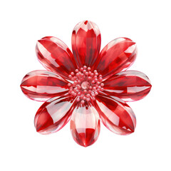 red crystal daisy,red daisy made of crystal isolated on transparent background,transparency 