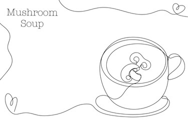 Mushroom soup. One line. Food. Hot dish.