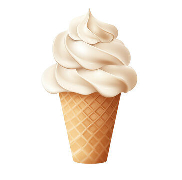 Create an image of a delicious-looking ice cream cone with white background. 