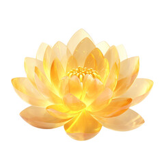 Yellow crystal lotus,Yellow lotus made of crystal isolated on transparent background,transparency 