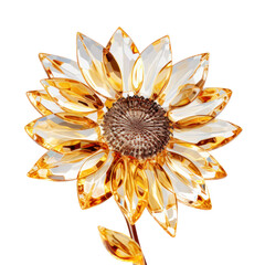 Sunflower,Crystal sunflower,sunflower made of clear crystal isolated on transparent background,transparency 