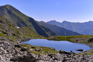 Glacial lake in the Carpathian mountains. Pure water in its natural form