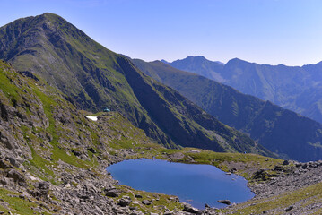 Glacial lake in the Carpathian mountains. Pure water in its natural form