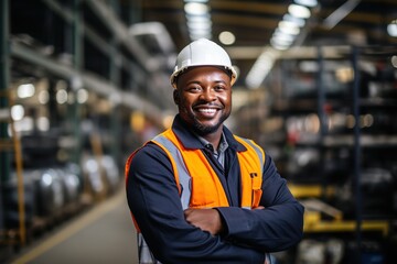 Worker in a work environment. African-American worker