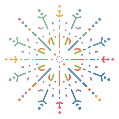 Decorative colorful bursting fireworks isolated. minimal style. New Year's Eve fireworks. Festive sparks and explosions. Vector illustration.