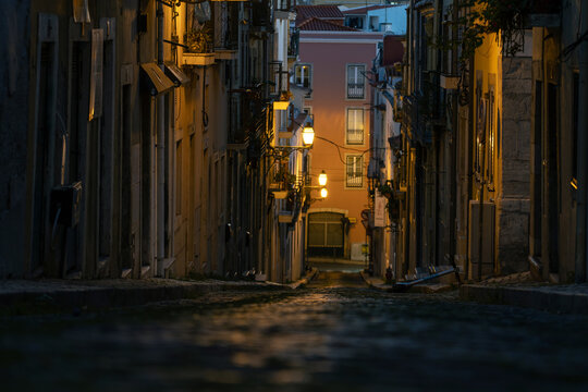 A street in Lisbon at night