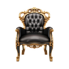 Black and gold sofa chair isolated on transparent background,transparency 