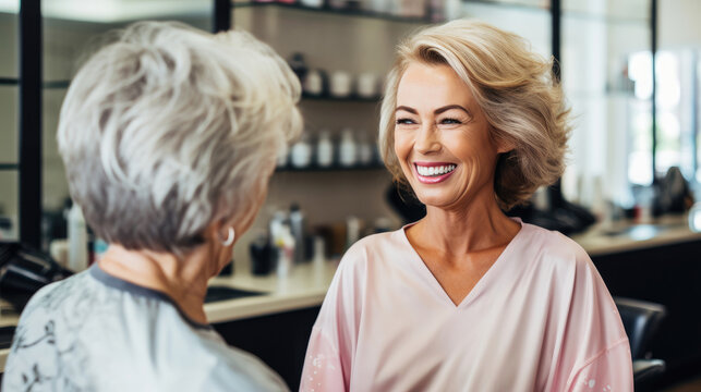 Senior Woman and Visiting Hairdresser