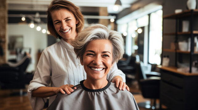 Senior Woman and Visiting Hairdresser