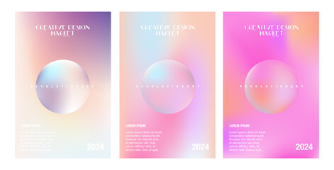 Creative covers or posters concept in modern minimal style for corporate identity, branding, social media advertising, promo. Minimalist futuristic cover design template with dynamic fluid gradient.  