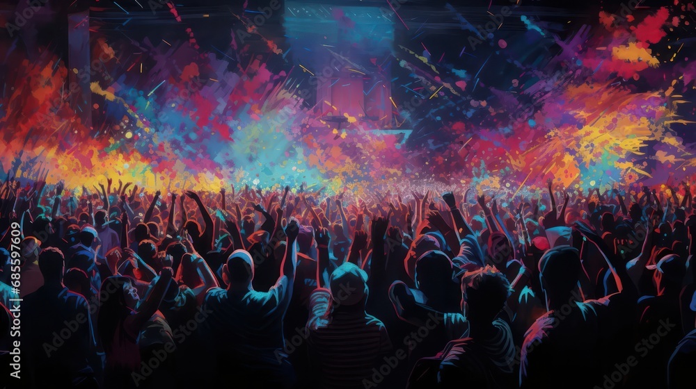 Canvas Prints Full of people at a Colorful Concert