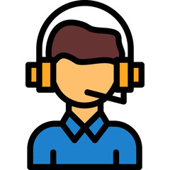 Person with headset symbolizing communication Icon