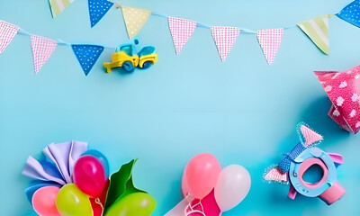 card with balloons with blue background