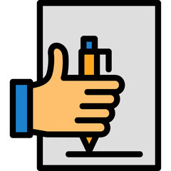 Obraz premium Hand with pen for note taking Icon