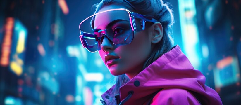 Cyberpunk futuristic woman background wallpaper ai generated image