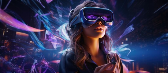 cyber girl with digital visual background wallpaper ai generated image