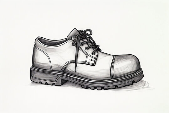 Drawing of shoe with rubber sole on the ground.