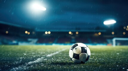 Soccer Ball on the pitch, bokeh and selective focusing