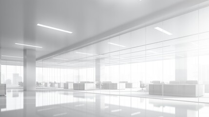 Obraz premium Modern open space office with city view 3D Render