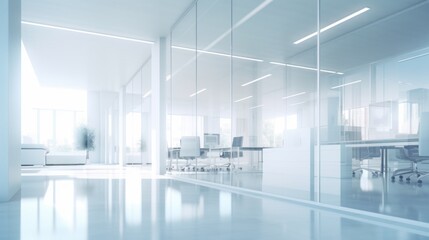 Obraz premium Modern open space office with city view 3D Render