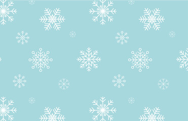 Naklejka na ściany i meble Seamless winter, Christmas patter with beautiful white snowflakes on blue background. Winter holidays concept. 