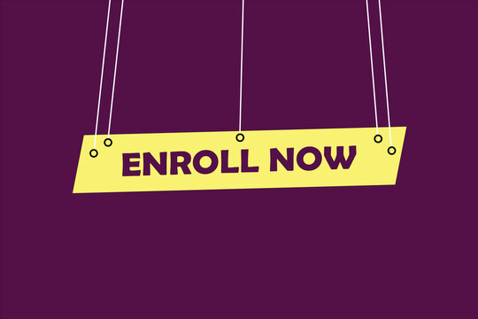 "Enroll Now" text Button. Educational Sign Icon Label Design for Social Media and Promotions with a Dark Purple Background. EPS Editable File.