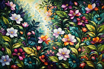 Fototapeta na wymiar romantische Illustration: Hintergrund mit abstrakten Blumen.