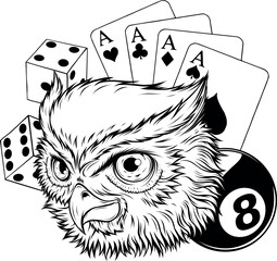 vector illustration of outline Owl head design
