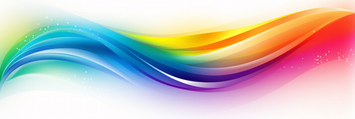 Abstract curved waves in seven rainbow colors. Illustrations in bright and pale colors. A panorama for banners suitable for hopes, desires, and wishes that will make your hopes and happiness come true - obrazy, fototapety, plakaty