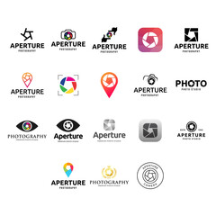 Set of photography logo design elements. Vector logos. Photo camera vector illustration