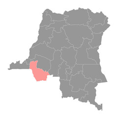 Kwango province map, administrative division of Democratic Republic of the Congo. Vector illustration.