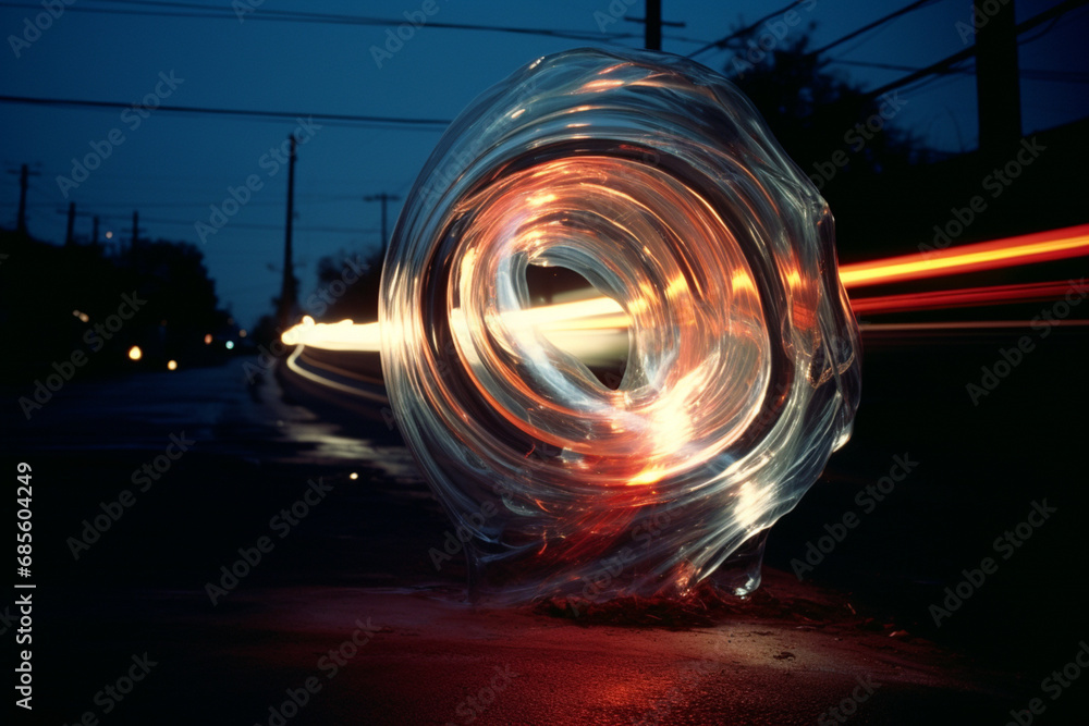 Poster high-speed capture of an object in motion, showcasing the burst of kinetic energy frozen in a single