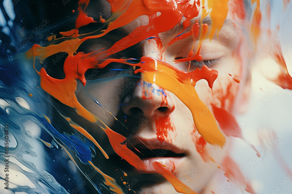 Aufkleber Visual representation of the expanding mind, with abstract strokes and colors expressing the limitless possibilities of personal growth.