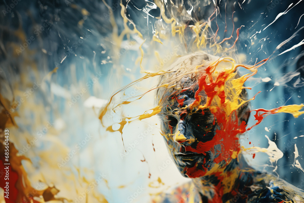 Poster Visual representation of the expanding mind, with abstract strokes and colors expressing the limitless possibilities of personal growth.