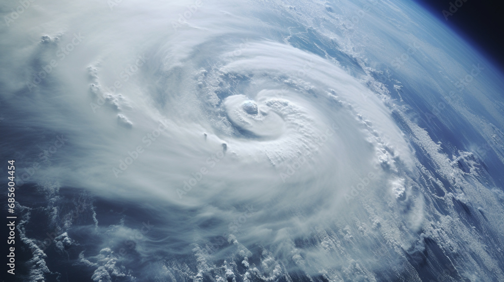 Fototapete aerial photograph capturing the immense scale of a tropical cyclone, illustrating the power and comp