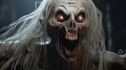 Naklejka premium Creepy and screaming horror characters background wallpaper ai generated image