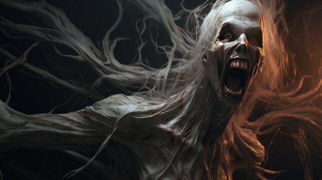 Creepy and screaming horror characters background wallpaper ai generated image