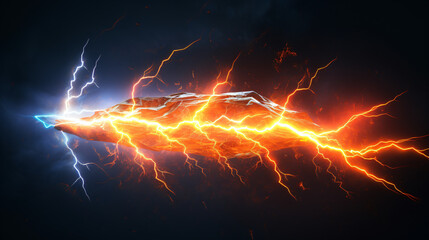 Lightning strike colored 3d rendering element