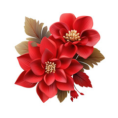red flower with leaves png
