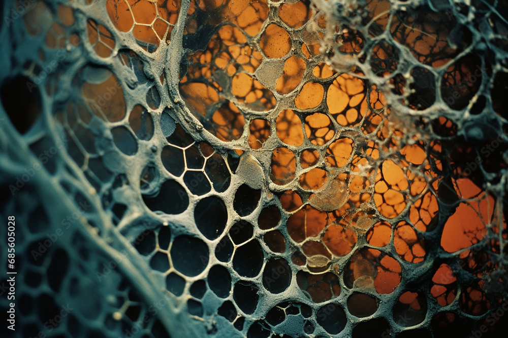 Poster An intricate microscopic snapshot revealing the hidden world within a single cell, showcasing the delicate structures and complexities.